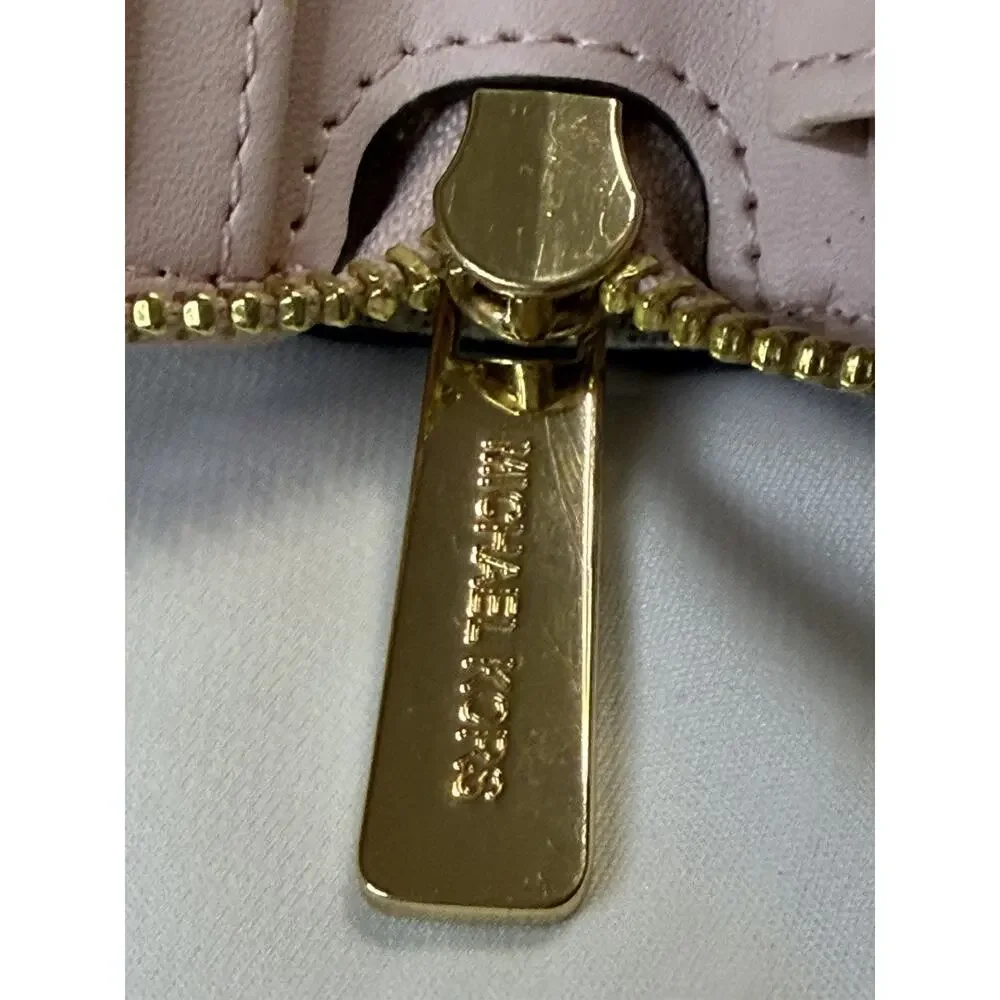 Michael Kors MK Logo Jet Set Zip-Around Wallet Travel Continental Wristlet Pink